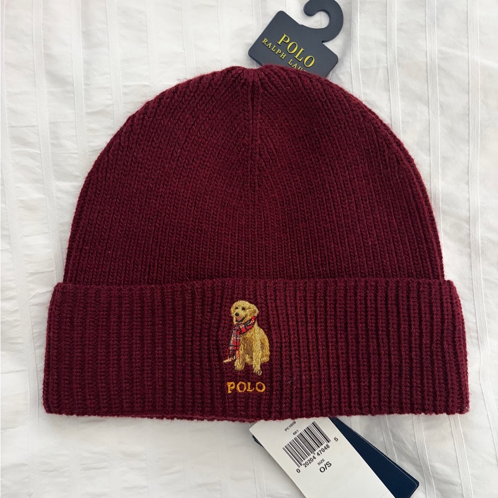 Polo by Ralph Lauren Burgundy dog Beanie
